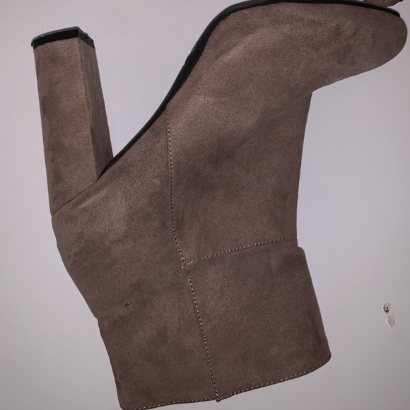 Bamboo Taupe Suede High Heeled Ankle Boot - Picture 2 of 7